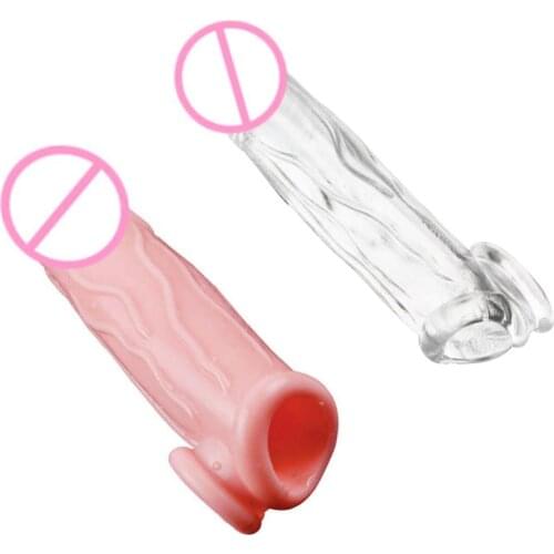 OLO Male Soft Penis Extender Liquid Spike Sleeve Reusable Condoms Time Delay Adults Sex Toys
