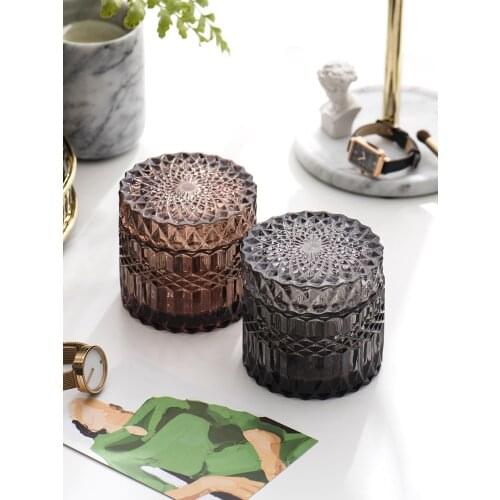 Bathroom Organizer Desktop Decoration Glass Makeup Organizer Cotton Swab Box Storage Canister Jewelry Organizer Candle Holder