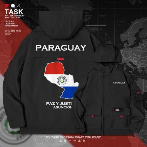 Paraguay PRY men jacket hooded map nation flag trench coat men fashion long sleeve top printed mens coat mens autumn clothes