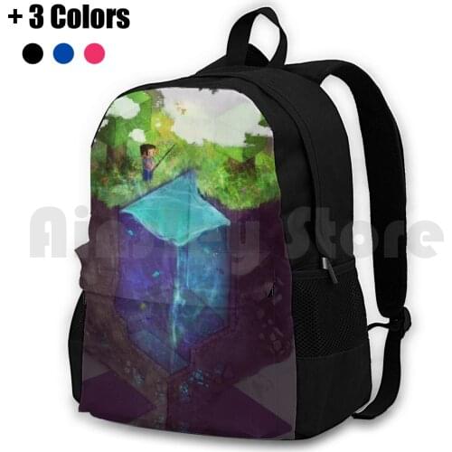Fishing For Blocks Outdoor Hiking Backpack Waterproof Camping Travel Games Mojang