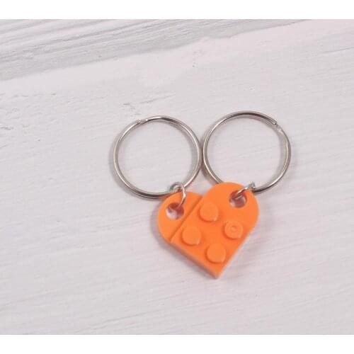 Dismountable Cute Love Heart Brick Keychain Key Chain for Couples Friendship Women Men Girl Boy Key Ring Birthday Jewelry Gift
