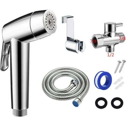 Toilet Hand Bidet Faucet Bathroom Bidet Shower Sprayer 1.2M Hose Tank Hooked Holder Easy Install for Women’s Health Protection