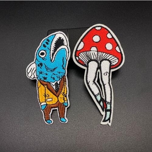 FISH mushroom DIY Cartoon Creativity Badges Embroidery patch Applique Ironing Clothing Supplies Decorative Patches For Clothing