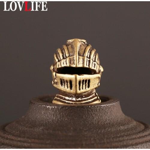Samurai Face Helmet Brass Knife Beads DIY Key Chain Lanyard Pendants Jewelry Handmade Umbrella Rope Hanging Jewelry EDC Outdoor