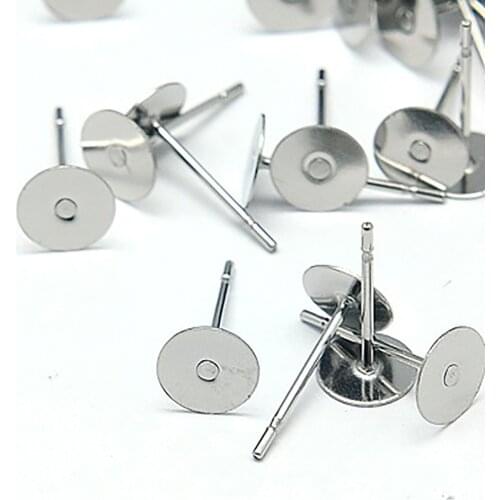 304 Stainless Steel Studs Support DIY Flat Bottom Ear Pin and Stud Earring Ornament Accessories Manufacturer ear ring diy