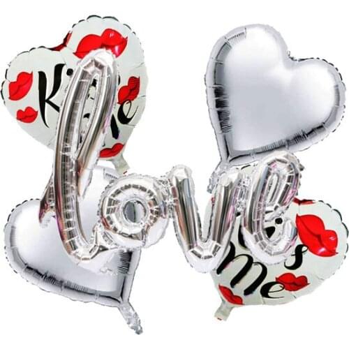 Siamese Love Letter Balloon Set Heart Shaped kiss me And Heart Balloon Set for Marriage Proposal Wedding