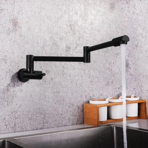 100% Solid Brass Pot Filler Tap Wall Mount Kitchen Faucet Single Cold Single Hole Tap Matt Black