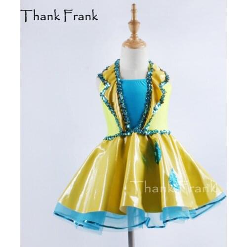 Metallic Yellow Ballet Tutu Dress Girls Adult Palace Style Sequin Dance Costume Thank Frank C389