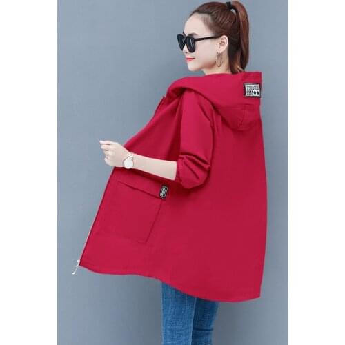 2020 Autumn Thin Windbreaker Korean Large size loose Hooded Coat Casual Female Baseball Uniform Outwear Women Jackets 6XL Y505