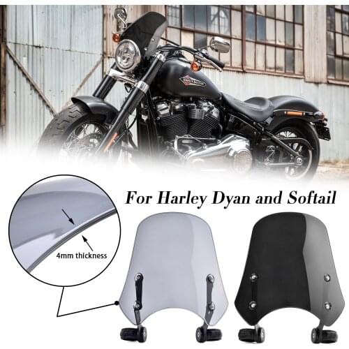 Motorcycle Windshield Wind Deflector Windscreen for Harley Dyna Softail Fat Bob FXDF Wide Glide FXDWG FXDB Street Bob 2006-2019