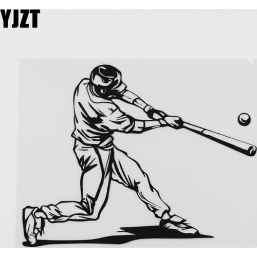 YJZT 15.3CMX12CM Baseball Player Sports Games Vinyl Car Sticker Black/Silver 8A-0275
