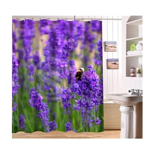 WJY425Y7 Custom lavender plant nature flower Fabric Modern Shower Curtain bathroom Waterproof XY7