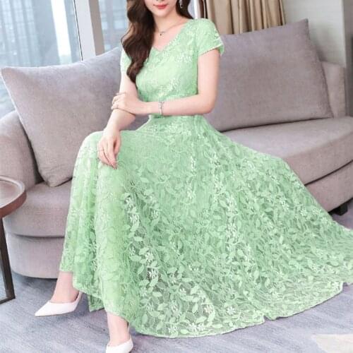 2021 New Elegant Vintage Floral Embroidery Womens Party Sexy Slim 3XL Short Sleeve Lace Beach Bohe Female Summer Vestidos Dress