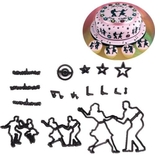 1 Set Happy Prom Theme Dancing Music Lover Fondant Cake Embossing Mold Plastic Cookie Cutter Biscuit Pastry Baking Tool