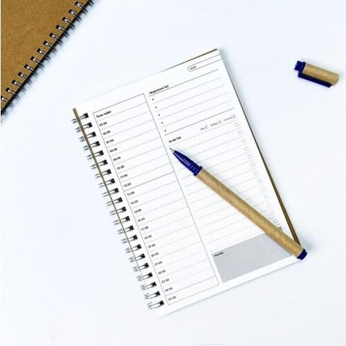 1pcs Cowhide coil this time schedule, day, week, month, plan, learning efficiency, notebook, notepad, handbook