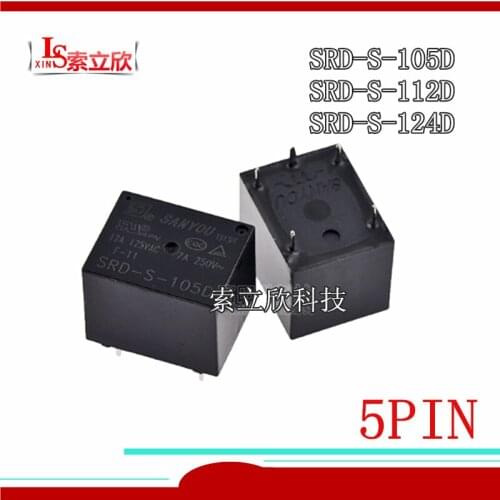 10PCS/LOT 100%Original New Relay SRD-S-105D 5VDC SRD-S-112D 12VDC SRD-S-124D 24VDC SRD S 112D 5V 12V 24V 5PIN 7A
