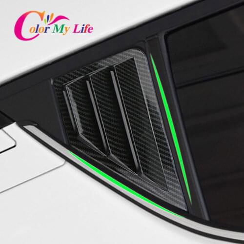 Color My Life 2Pcs Car Rear Windows Cover Sticker Window Triangle Shutters Trim for Toyota C-HR CHR C HR 2016 - 2020 Accessories