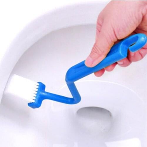 2 Pcs Toilet Cleaning Brush Bathroom Cleaning Accessories Portable Toilet Brush Corner Brush Bending Handle Scrubber Curved