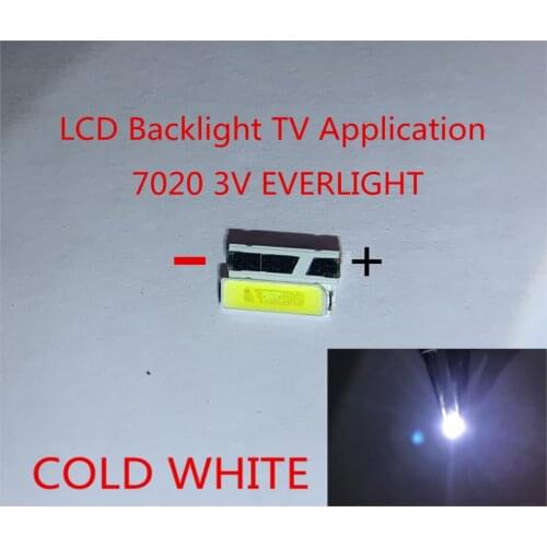 2000pcs For LED LCD Backlight TV Application LED Backlight 0.5W 3V 7020 Cool white EVERLIGHT LCD Backlight for TV 62-119UMRBC