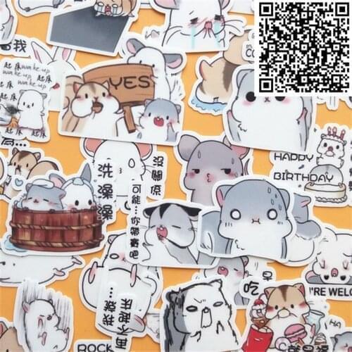 40 pcs Mini hamster homemade D Sticker For Skateboard Luggage Phone Styling Home Toy cartoon Waterproof Stickers