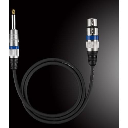 6.35mm 1/4" Mono Audio Metal Male Plug to 3 Pin XLR Female Socket Microphone Adapter Mixer Nickel-Plated Black & Red With Cable