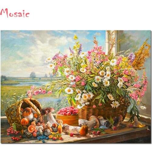 Diy full round Diamond Embroidery Landscape Mosaic 5d DIY Diamond Painting flower Scenery Cross Stitch Sticker Home Decor gift