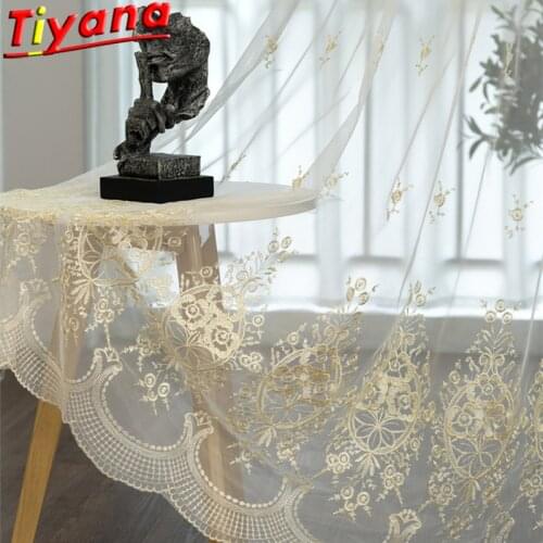 White Lace Embroidery Tulle Curtains for Living Room European Elegance Sheer Tulle for Balcony*VT
