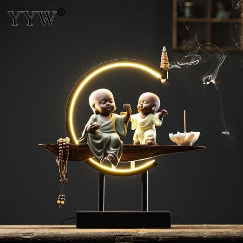 Buddhist Waterfall Incense Burner Holder Home Decoration Backflow Incense Burner With Light Waterfall Censer Fragrance Stand