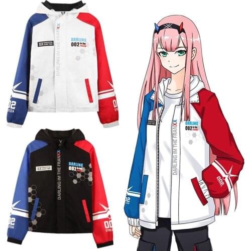 Darling in the Franxx Zero Two 02 Jacket zipper Hoodie Long Sleeve hooded Coat anime tops cosplay costume Free Shipping