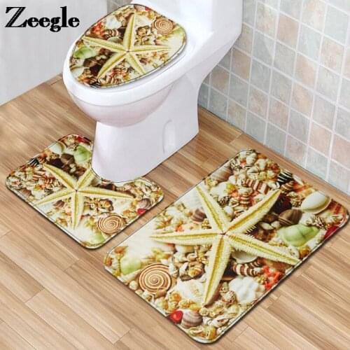 Flannel Bathroom Bath Mat Set High Quality Toilet Mat Set Non-slip Memory Foam Toilet Seat Cover Mat Shower Room Foot Rug Carpet