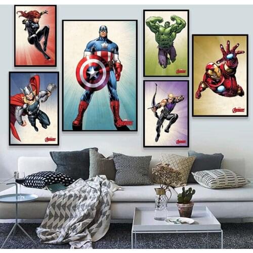 Marvel Superheroes Canvas Painting Iron Man Captain America Posters and Prints Wall Art Picture for Kids Bedroom Home Decor