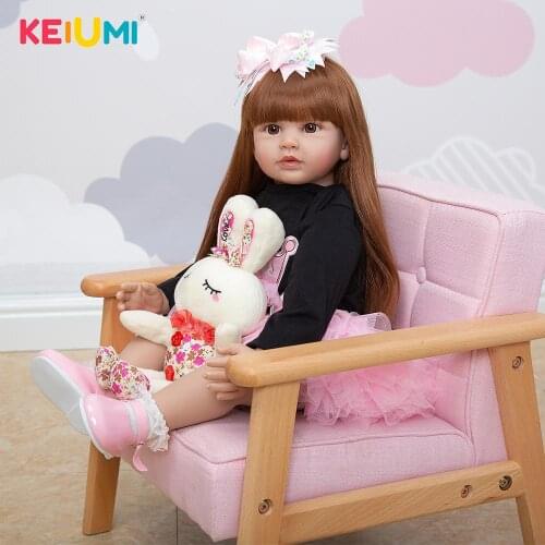 KEIUMI 60 CM Reborn Baby Doll 24 Inch Soft Touch Silicone Toddler Dolls Beautiful Toy Handmade Gifts To Childrens Birthday
