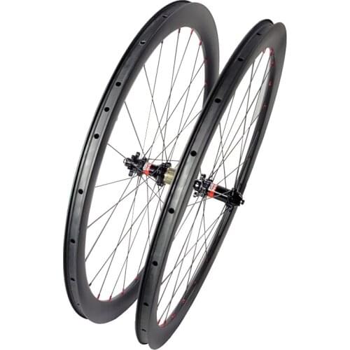 700c 40mmx25mm Tubeless Clincher Road Disc straight pull carbon wheelset UD 3K 12K Thru QR 24H D411SB D412SB 6-bolt HG XDR bike