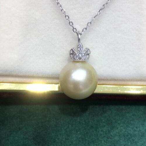 Crown Shape 925 Sterling Silver Pendant Base Settings Mountings Findings Parts for Pearl Coral Jade Beads Stones Crystal