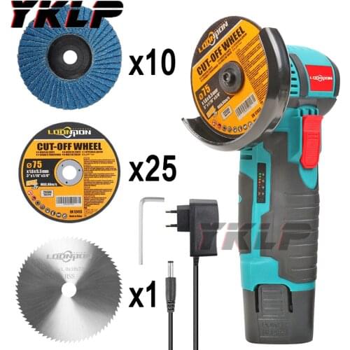 Mini 12 Volt. Brushless Cordless Angle Grinder Mini Cutter With Saw Bladeand One Battery 1/2 Lithium Battery