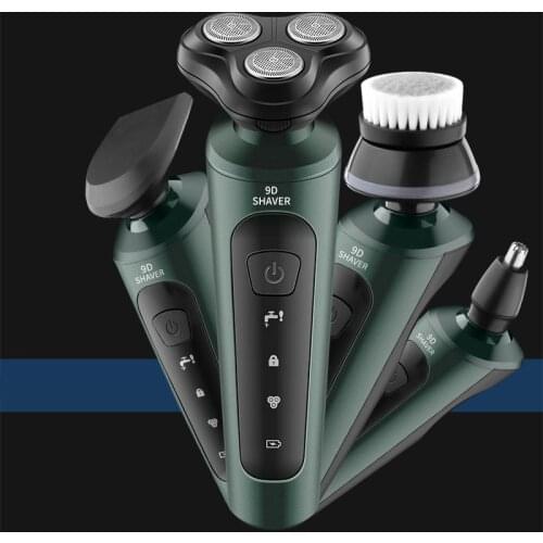 Factory Direct Sales 9D Electric Shaver Multifunctional Shaver Car USB Shaver Washing Rechargeable Shaver Dark Night