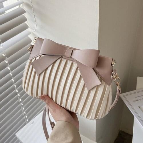 Fashion new bowknot female bag folds hand holding small square bag tide Korean fashion ladies messenger bag