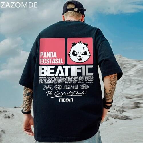 ZAZOMDE hot Panda Cartoons Printing Male letter Printing T Shirt Fashion Simplicity High Quality T-Shirts Cool Mens Short Sleeve