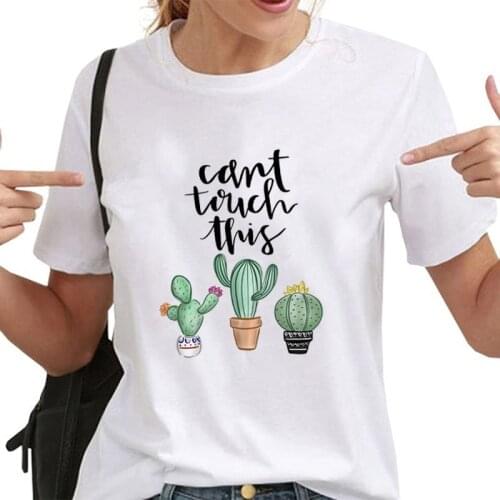 New Aesthetic Harajuku T Shirt Women Tees 90s Girl Cactus Don't Touch Me T-shirt Girl Graphic Tshirt Ulzzang Tops Female Clothes