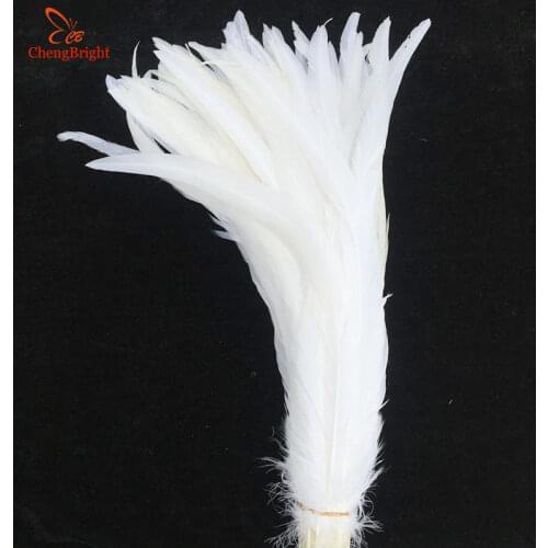 CHENGBRIGHT High Quality Pure White Rooster Coque Tail Feathers For Crafts Wedding Decoration Costume Decoration Pheasant Plumes