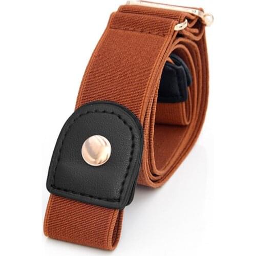 Buckle-Free Women Waist Belt Fashion Adjustable Men Faux Leather Invisible Belt All-match Waist Belt Wholesale
