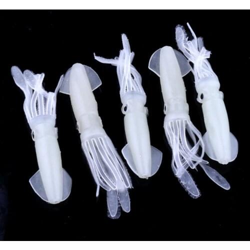 Big Sale 5pcs/pack Luminous squid bait Rubber SiliconTackle Baits Glow In Dark Soft Fishing Lure 10cm 8g