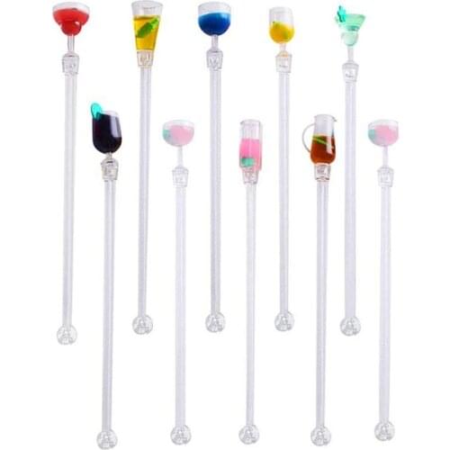 20Pcs Tropical Drink Stirrers Cocktail Drink Stirrers 9 inch Mixer Bar with Wine Glass Patterns, Reusable Gin Stirrers