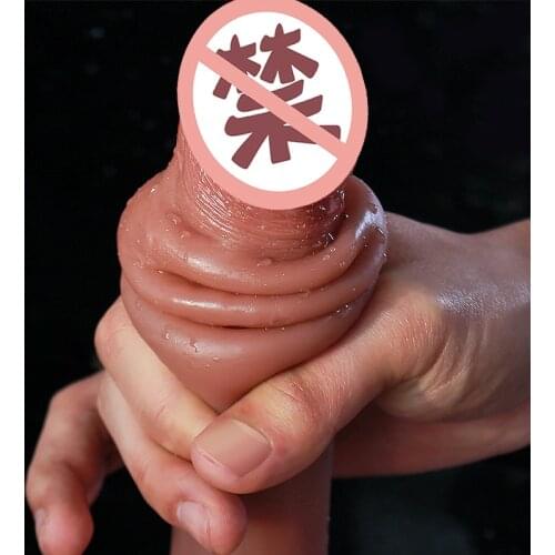 Foreskin Realistic Dildo Skin Feeling Soft Huge Dildo for Adult Sex Toys for Women Silicone Suction Cup Dildos Big Dick Dildos