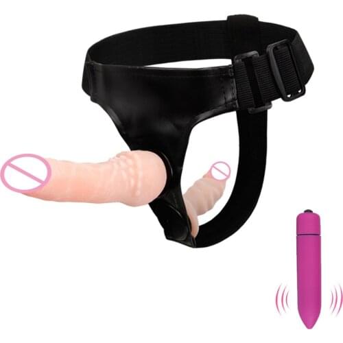 Strap On Realistic Double Dildo Pants For Woman Men Couples Dildo Panties For Lesbian Gay Flesh purple Vibrator Dildo For Gay