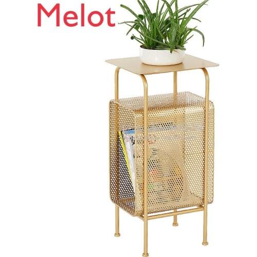 Luxury Metal Golden Bedside Shelf Multi-layer Steel Wire Coffee Desk Magazine Rack Fashion Design Book Storage Organizer