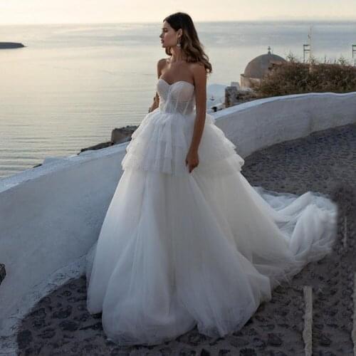 Luxury Beads Beast Wedding For Long Train Princess Bridal Dress 2021 Plus Size Folding Boho