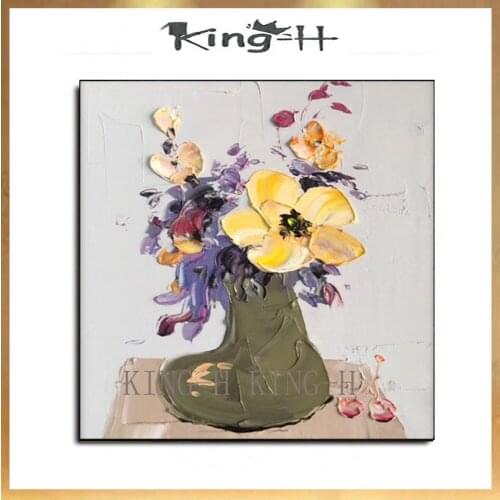 Hand-painted oil painting knife thick oil abstract modern color more flowers flowers to decorate children room hall without a fr