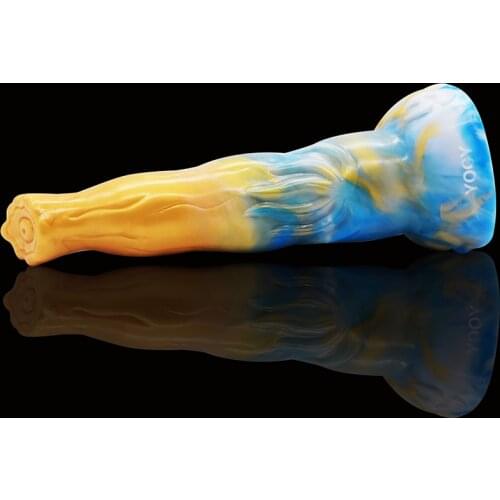 Flower Shape Multicolor Flame pattern Penis Silicone Realistic Animal Sucker Fetish Anal Sex Toys for Male Female Couples 18