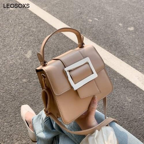 Womens Bag 2021 New Spring Summer Solid Color PU Leather Messenger Bag Korean Fashion One Shoulder Handbag